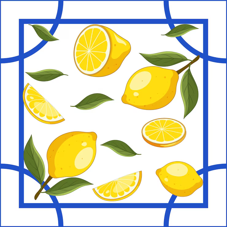 Illustrated lemons and leaves for Alex Rivera